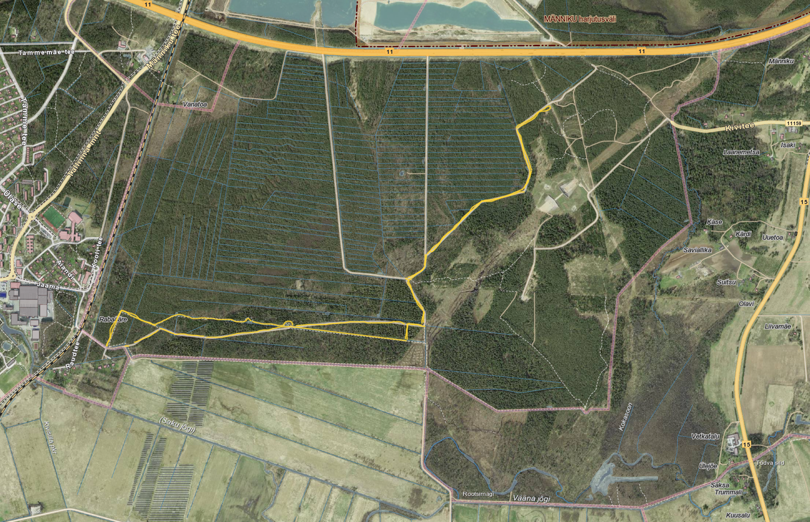Kaardile on tõmmatud uus 6,5 km rada kollase joonega.